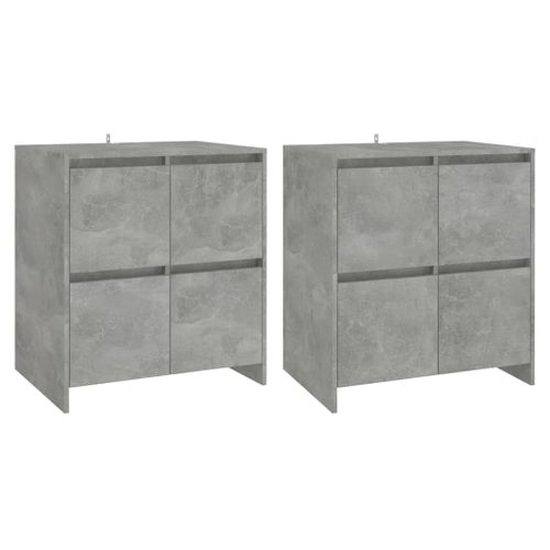 Buffets 2 Pièces Gris Béton 70x41x75 Cm Bois Contreplaqué