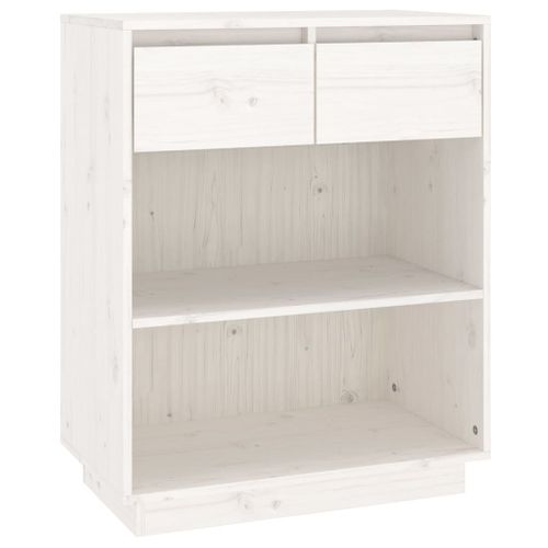 Armoire Console Blanc 60x34x75 Cm Bois De Pin Solide