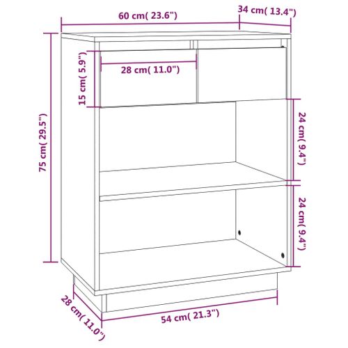 Armoire Console Blanc 60x34x75 Cm Bois De Pin Solide