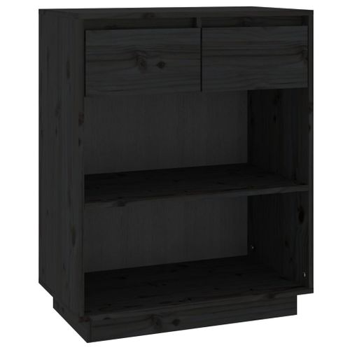 Armoire Console Noir 60x34x75 Cm Bois De Pin Solide
