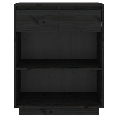 Armoire Console Noir 60x34x75 Cm Bois De Pin Solide