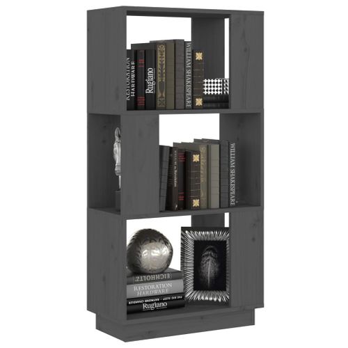 Bibliothèque/séparateur De Pièce Gris 51x25x101 Cm Pin Massif