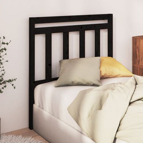 Tête De Lit Noir 106x4x100 Cm Bois Massif De Pin