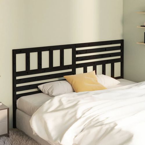 Tête De Lit Noir 186x4x100 Cm Bois Massif De Pin