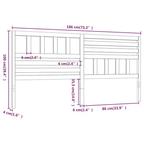 Tête De Lit Noir 186x4x100 Cm Bois Massif De Pin