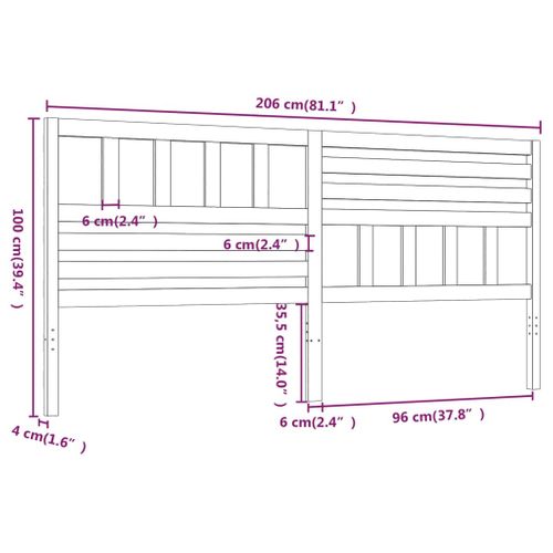 Tête De Lit Blanc 206x4x100 Cm Bois Massif De Pin