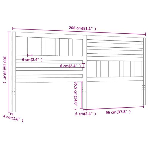 Tête De Lit Marron Miel 206x4x100 Cm Bois Massif De Pin