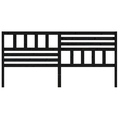 Tête De Lit Noir 206x4x100 Cm Bois Massif De Pin