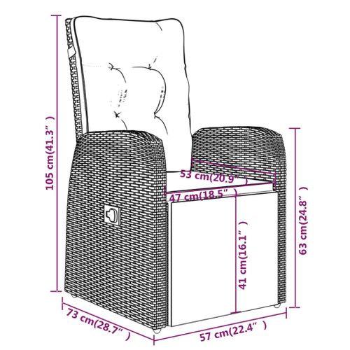 Ensemble à Manger De Jardin Avec Coussins 7 PCs Noir