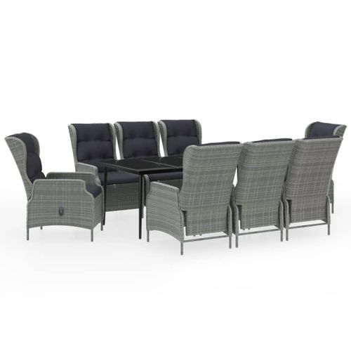 Ensemble De Salle à Manger De Jardin 9 Pièces Gris Clair