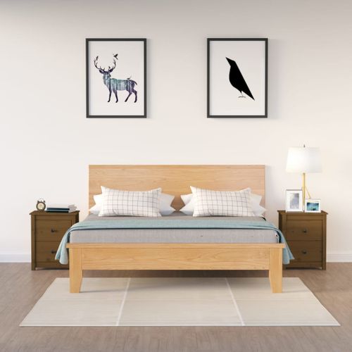 Tables De Chevet 2pcs Marron Miel 50x35x61,5 Cm Bois Pin Massif