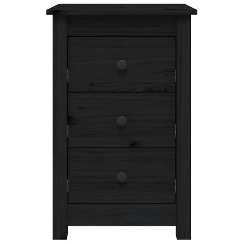 Tables De Chevet 2 Pièces Noir 40x35x61,5 Cm Bois De Pin Massif