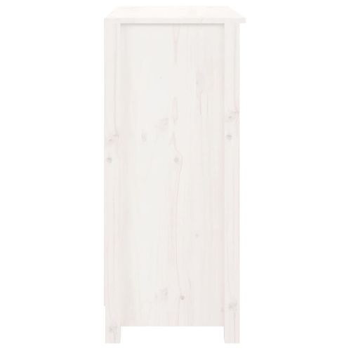 Buffet Blanc 70x35x80 Cm Bois Massif De Pin