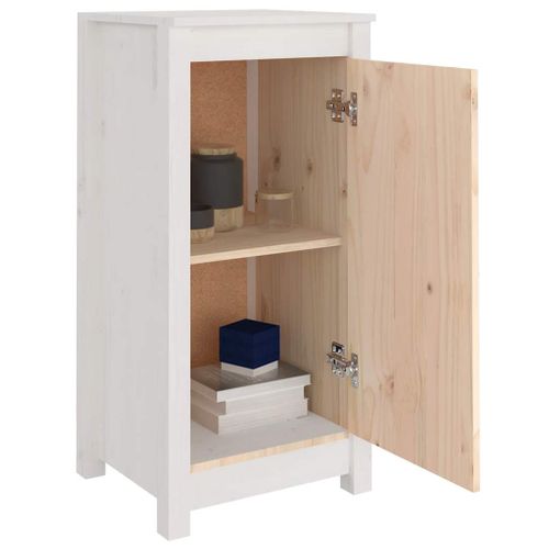 Buffet Blanc 39x35x80 Cm Bois Massif De Pin