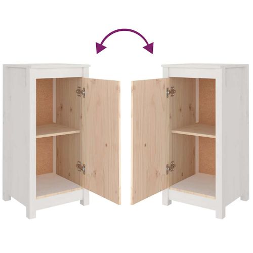 Buffet Blanc 39x35x80 Cm Bois Massif De Pin