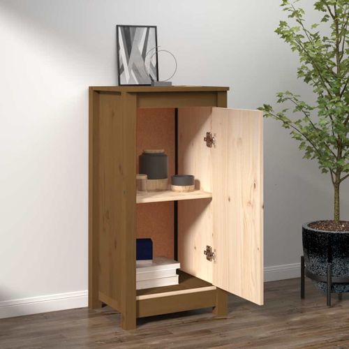 Buffet Marron Miel 39x35x80 Cm Bois Massif De Pin