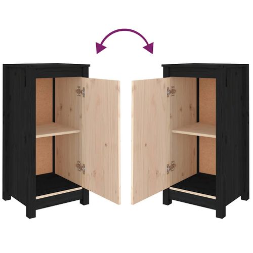 Buffets 2 Pièces Noir 39x35x80 Cm Bois Massif De Pin