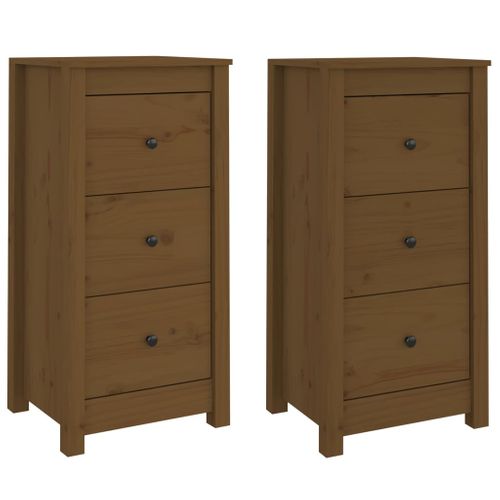 Buffets 2 Pièces Marron Miel 40x35x80 Cm Bois Massif De Pin