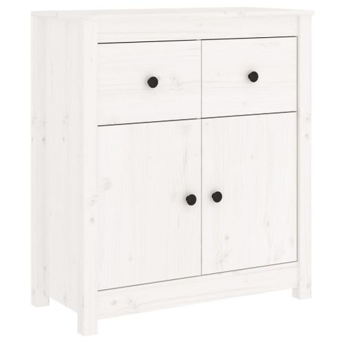 Buffet Blanc 70x35x80 Cm Bois Massif De Pin