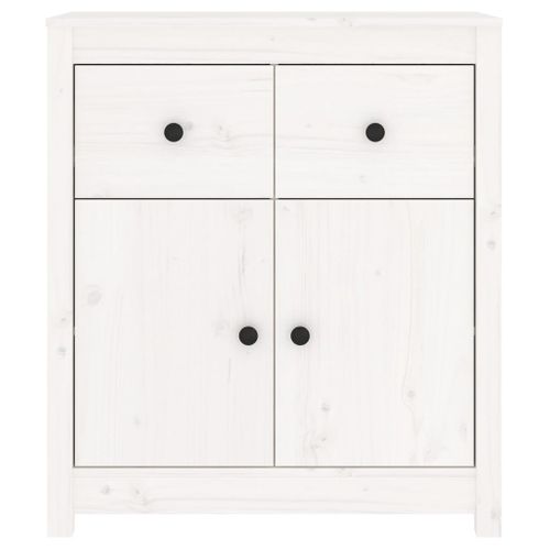 Buffet Blanc 70x35x80 Cm Bois Massif De Pin