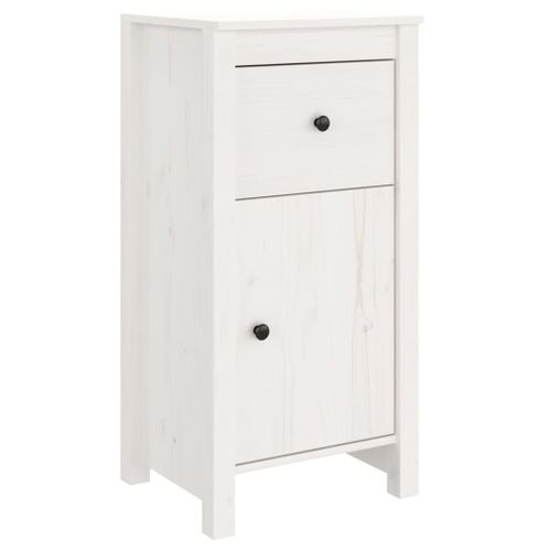 Buffet Blanc 40x35x80 Cm Bois Massif De Pin