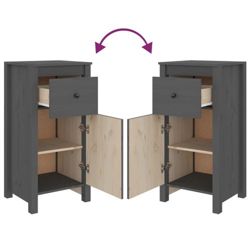 Buffets 2 Pièces Gris 40x35x80 Cm Bois Massif De Pin