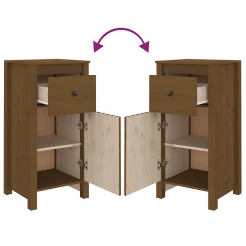 Buffets 2 Pièces Marron Miel 40x35x80 Cm Bois Massif De Pin