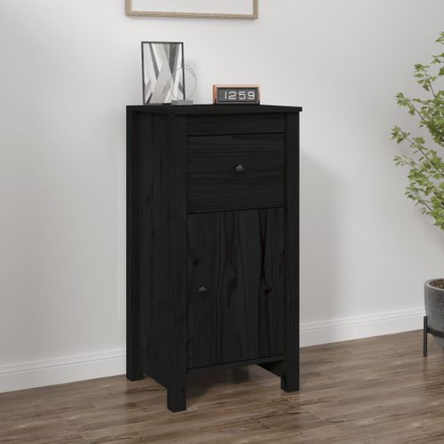 Buffet Noir 40x35x80 Cm Bois Massif De Pin