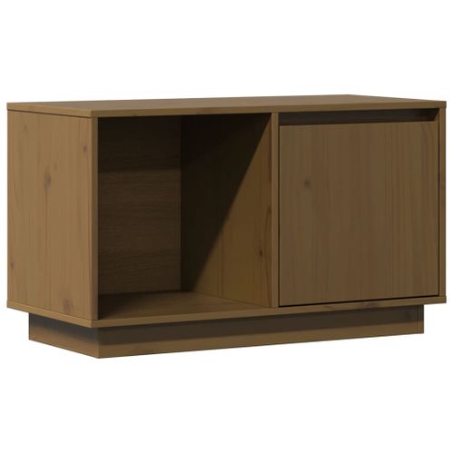 Meuble TV Marron Miel 74x35x44 Cm Bois De Pin Massif