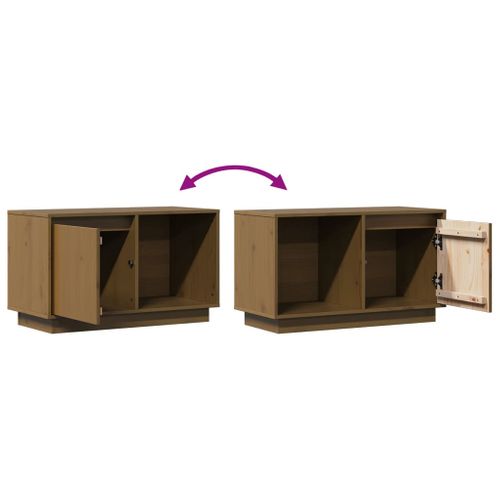 Meuble TV Marron Miel 74x35x44 Cm Bois De Pin Massif