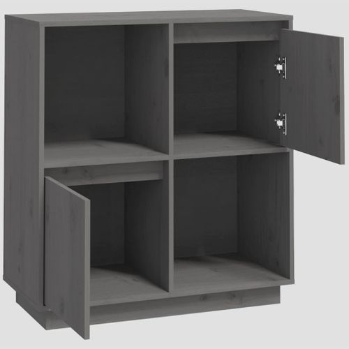 Buffet Gris 74x35x80 Cm Bois Massif De Pin