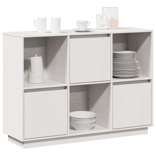 Buffet Blanc 110,5x35x80 Cm Bois Massif De Pin