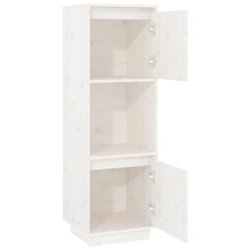 Buffet Haut Blanc 38x35x117 Cm Bois Massif De Pin