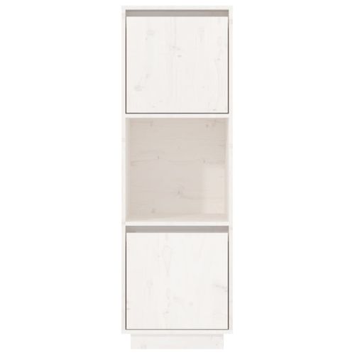 Buffet Haut Blanc 38x35x117 Cm Bois Massif De Pin