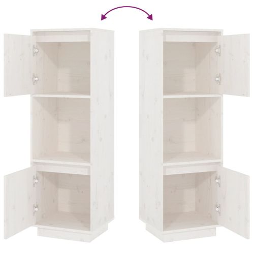 Buffet Haut Blanc 38x35x117 Cm Bois Massif De Pin