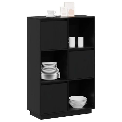 Buffet Noir 74x35x117 Cm Bois Massif De Pin