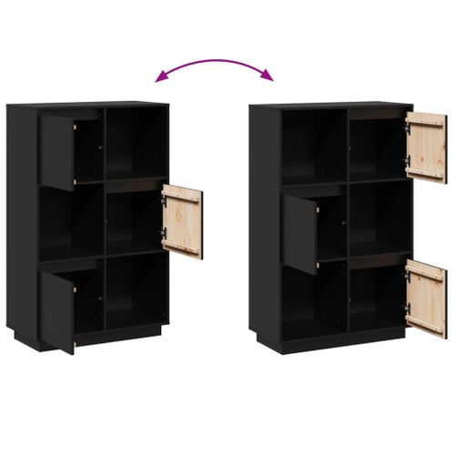 Buffet Noir 74x35x117 Cm Bois Massif De Pin