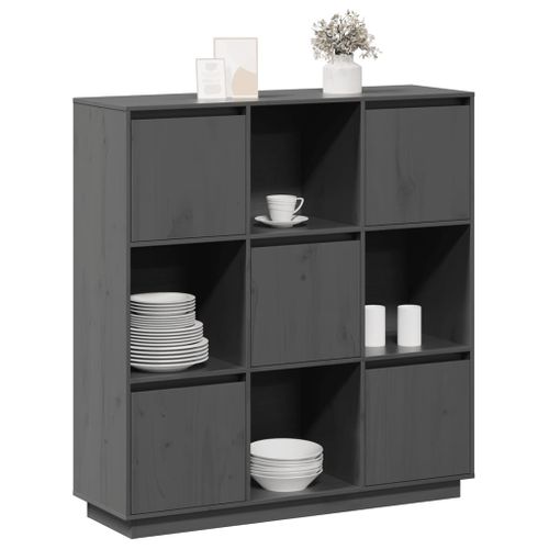Buffet Gris 110,5x35x117 Cm Bois Massif De Pin