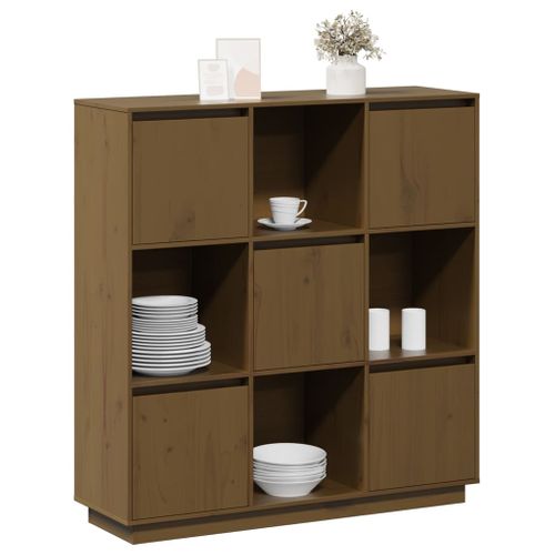 Buffet Marron Miel 110,5x35x117 Cm Bois Massif De Pin