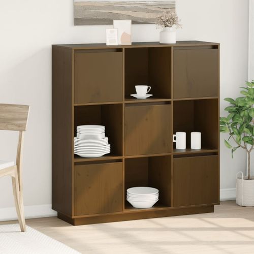 Buffet Marron Miel 110,5x35x117 Cm Bois Massif De Pin