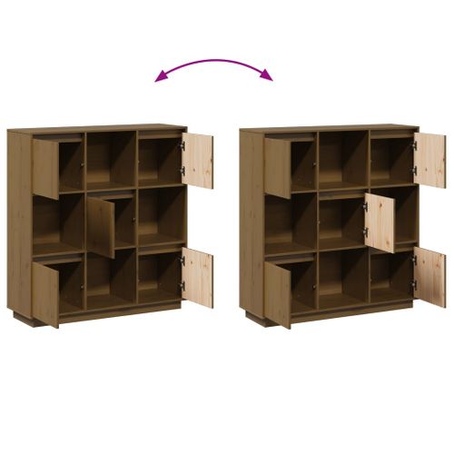 Buffet Marron Miel 110,5x35x117 Cm Bois Massif De Pin