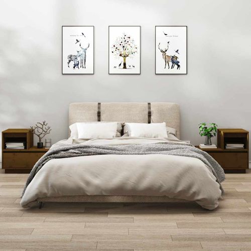 Tables De Chevet 2pcs Marron Miel 60x34x51cm Bois De Pin Massif