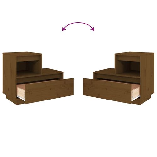 Tables De Chevet 2pcs Marron Miel 60x34x51cm Bois De Pin Massif