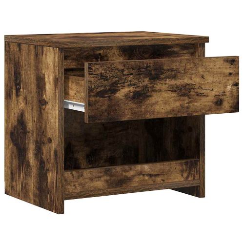 Tables De Chevet 2 Pièces Chêne Fumé 40x30x39 Cm Bois Contreplaqué