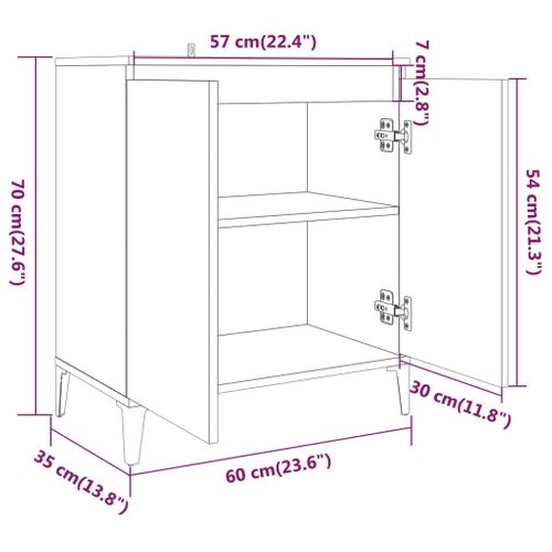 Buffet Chêne Fumé 60x35x70 Cm Bois Contreplaqué