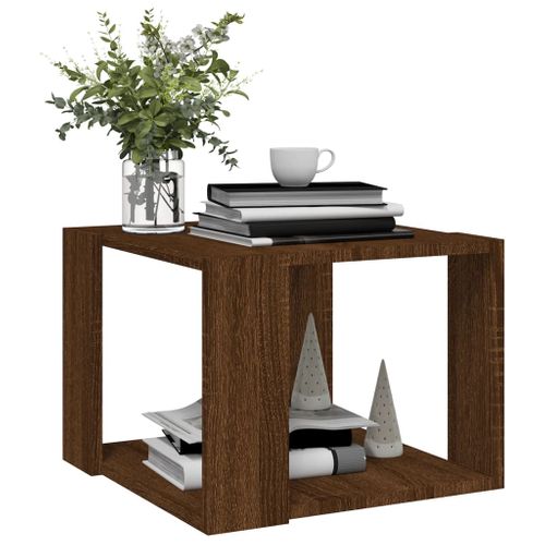 Table Basse Chêne Marron 40x40x30 Cm Bois Contreplaqué