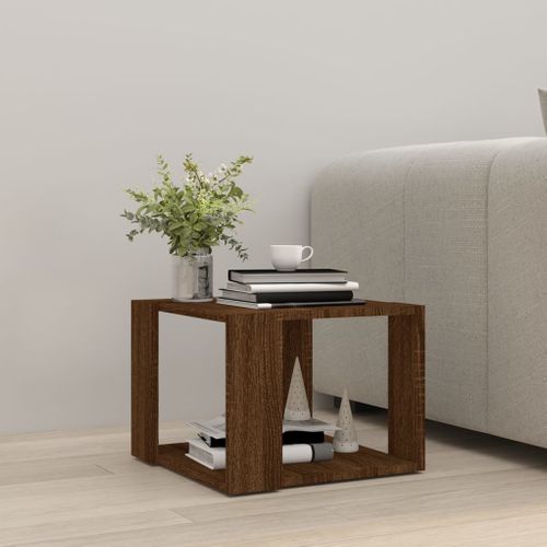 Table Basse Chêne Marron 40x40x30 Cm Bois Contreplaqué
