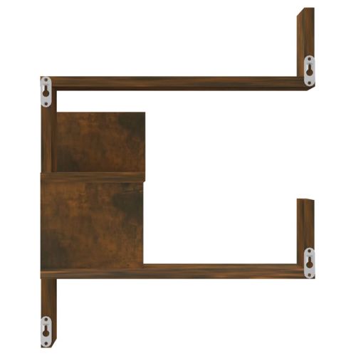 Étagère D'angle Murale Chêne Fumé 40x40x50 Cm Bois Contreplaqué