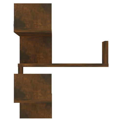 Étagère D'angle Murale Chêne Fumé 40x40x50 Cm Bois Contreplaqué