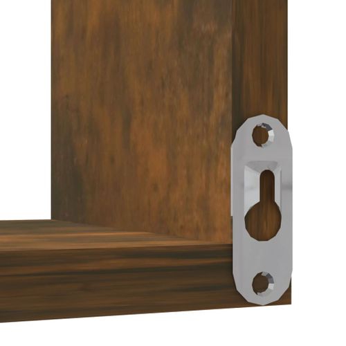 Étagère D'angle Murale Chêne Fumé 40x40x50 Cm Bois Contreplaqué